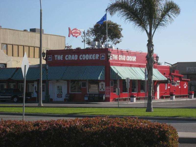The Crab Cooker iconic red seafood restaurant in Newport Beach